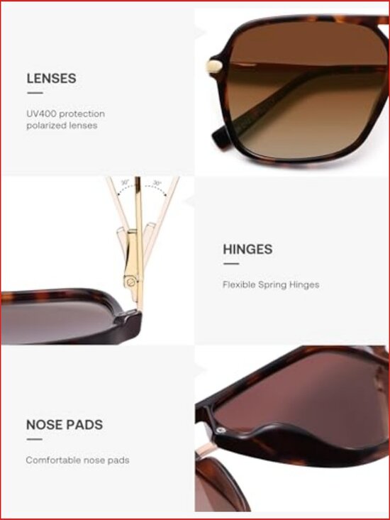 Square Retro Polarized Sunglasses for Women & Men main image 7
